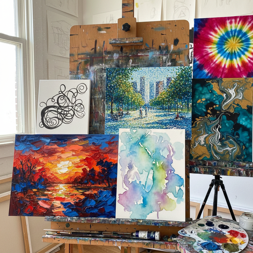 Verschillende schildertechnieken