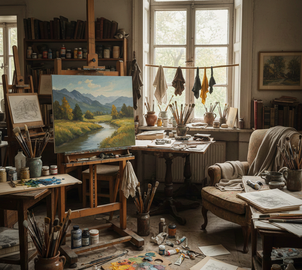 Schilderstudio opstelling